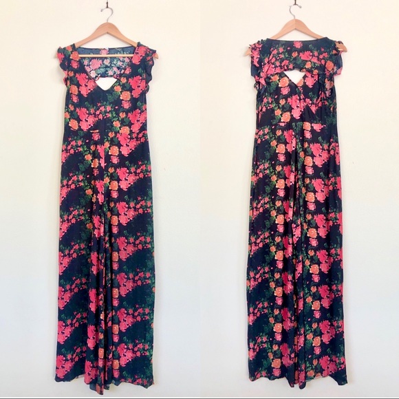 PLENTY TRACY REESE Laurete Floral Ruffle Cutout Wide Leg Jumpsuit in Black - Picture 6 of 14